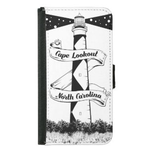 Cape Lookout Leuchtturm Schwarz-Weiß Geldbeutel Hülle Für Das Samsung Galaxy S5