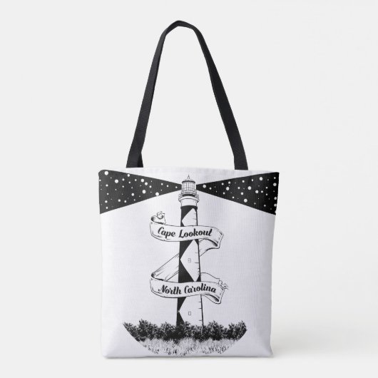 Cape Lookout Leuchtturm Schwarz-Weiß Tasche (Rückseite)