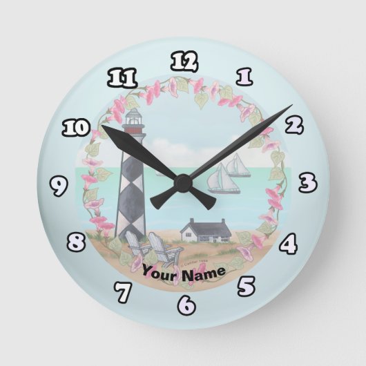Cape Lookout Leuchtturm-Uhr Runde Wanduhr (Vorderseite)