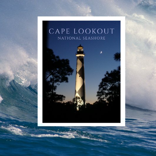 Cape Lookout Lighthouse am Abend Postkarte