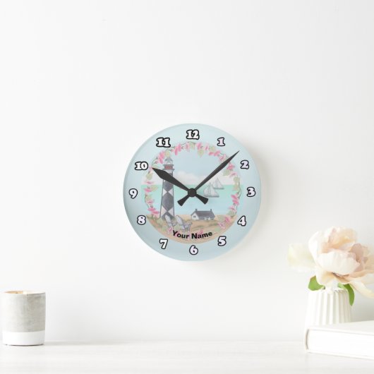 Cape Lookout Lighthouse Clock Runde Wanduhr (Zuhause)