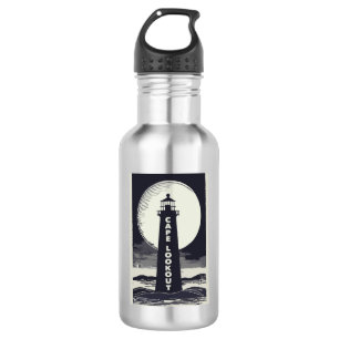 Cape Lookout Lighthouse North Carolina Moon Edelstahlflasche