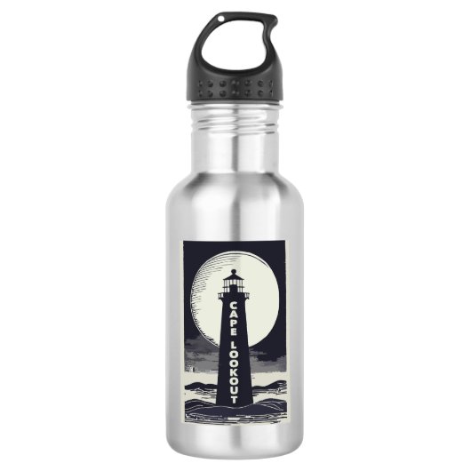 Cape Lookout Lighthouse North Carolina Moon Edelstahlflasche (Vorderseite)