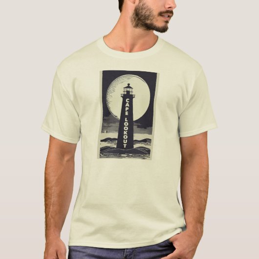 Cape Lookout Lighthouse North Carolina Moon T-Shirt (Vorderseite)