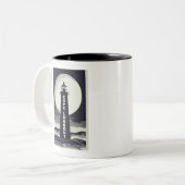 Cape Lookout Lighthouse North Carolina Moon Zweifarbige Tasse (Vorderseite Links)