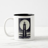 Cape Lookout Lighthouse North Carolina Moon Zweifarbige Tasse (Links)