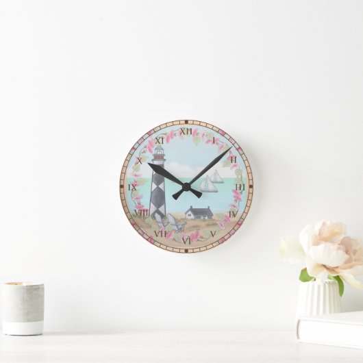 Cape Lookout Lighthouse Runde Wanduhr (Zuhause)