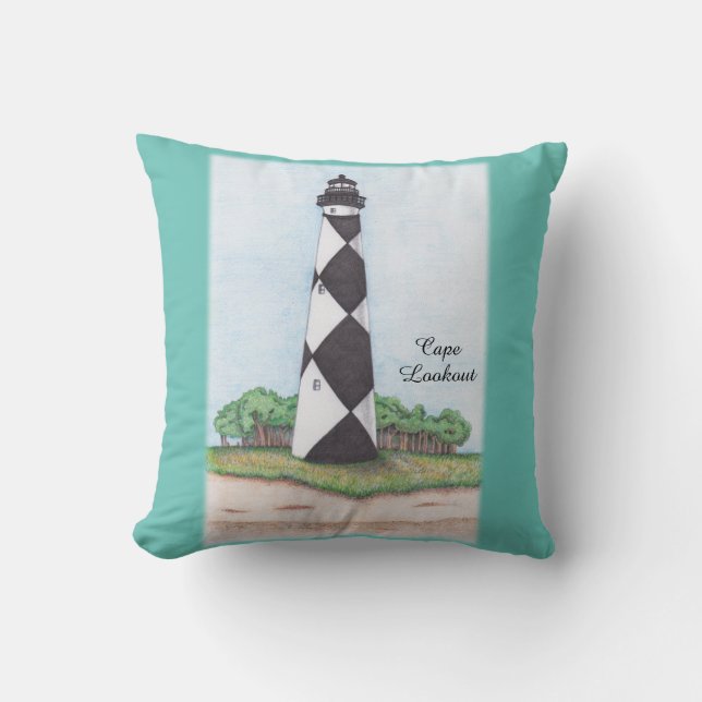 Cape Lookout Lighthouse Throw Kissen (Vorderseite)