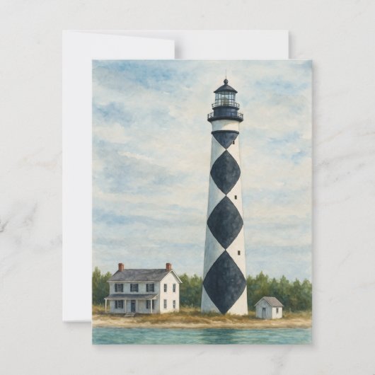 Cape Lookout Lighthouse Wasserfarbe Mitteilungskarte (Vorderseite)