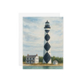 Cape Lookout Lighthouse Wasserfarbe Mitteilungskarte (Vorderseite/Rückseite Beispiel)