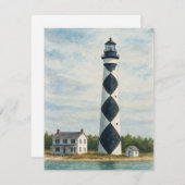Cape Lookout Lighthouse Wasserfarbe Mitteilungskarte (Vorne/Hinten)