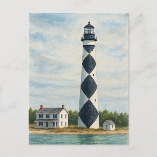 Cape Lookout Lighthouse Wasserfarbe Postkarte (Vorderseite)