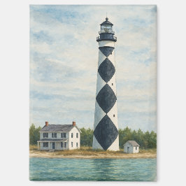 Cape Lookout Lighthouse Watercolor Magnet