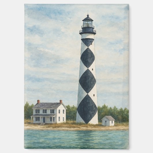 Cape Lookout Lighthouse Watercolor Magnet (Vorderseite)