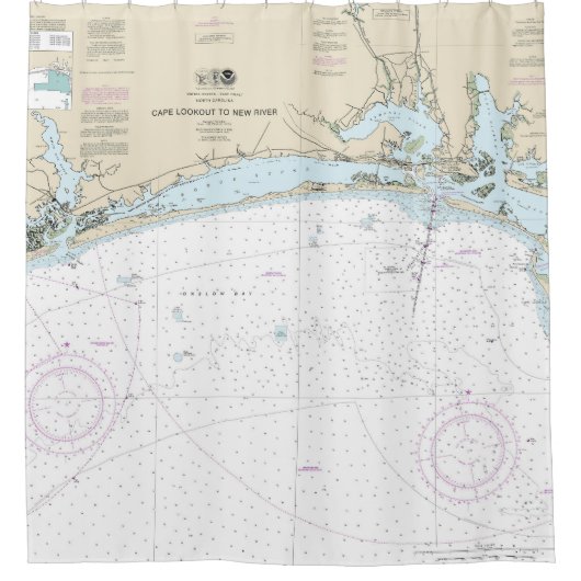 Cape Lookout to New River Nautical Chart 11543 Duschvorhang (Vorderseite)