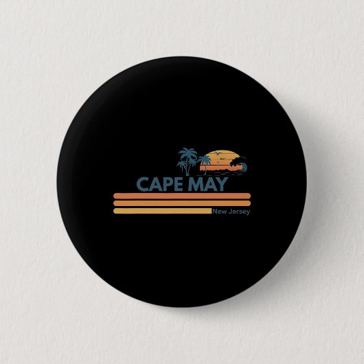 Cape May Beach New Jersey Sommer Palme Männer Frau Button (Vorderseite)