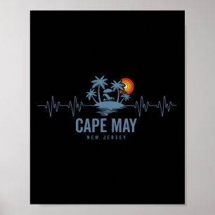 Cape May Beach New Jersey Vintage 80er Sonnenunter Poster