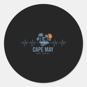 Cape May Beach New Jersey Vintage 80er Sonnenunter Runder Aufkleber
