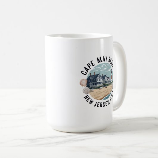 Cape May Beach Retro Vignette Kaffeetasse (VorderseiteRechts)