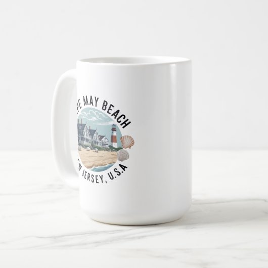 Cape May Beach Retro Vignette Kaffeetasse (Vorderseite Links)