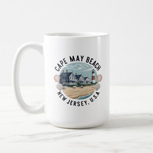 Cape May Beach Retro Vignette Kaffeetasse (Links)