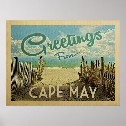 Cape May Beach Vintage Travel Poster (Vorne)