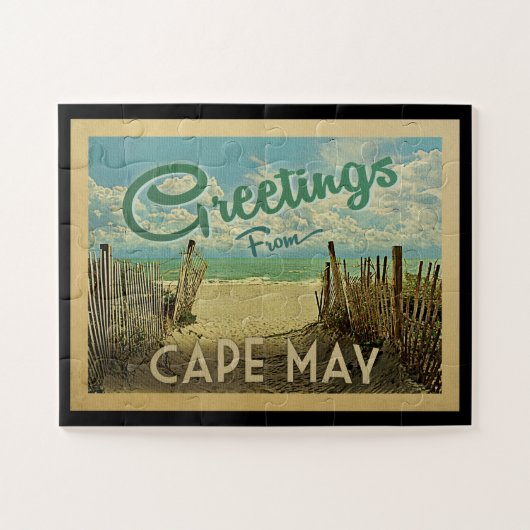 Cape May Beach Vintage Travel Puzzle (Horizontal)