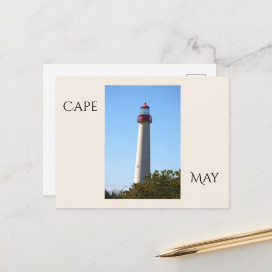 Cape May Leuchtturm Postkarte (Vorderseite/Rückseite Beispiel)