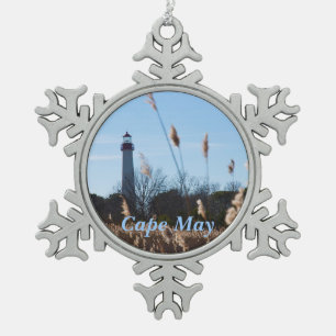Cape May Leuchtturm Schneeflocken Zinn-Ornament