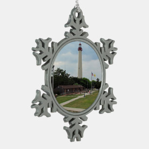 Cape May Leuchtturm Schneeflocken Zinn-Ornament