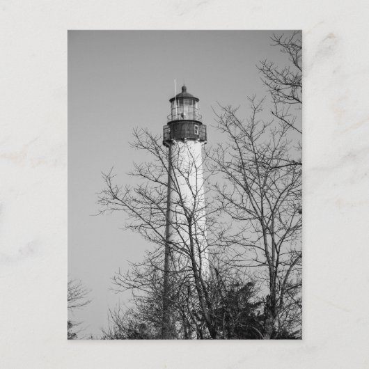 Cape May Light b/w Postkarte (Vorderseite)