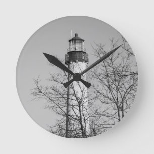 Cape May Light b/w Runde Wanduhr