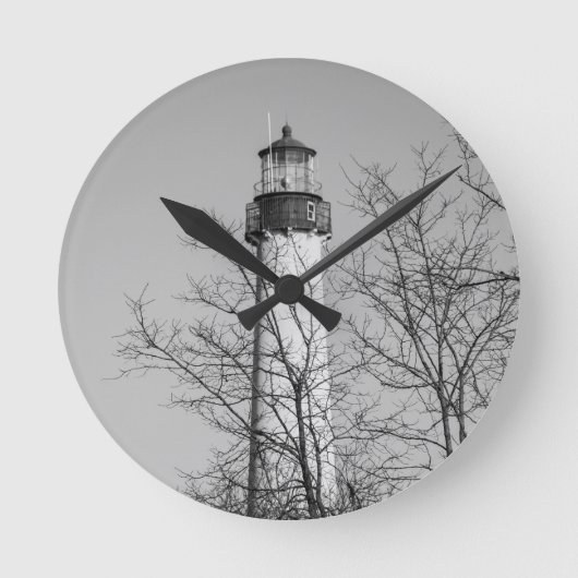 Cape May Light b/w Runde Wanduhr (Vorderseite)
