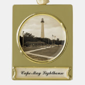 Cape May Lighthouse Banner-Ornament Gold (Vorderseite)