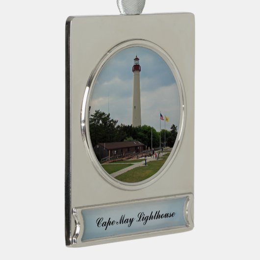 Cape May Lighthouse Banner-Ornament Silber (Rechts)
