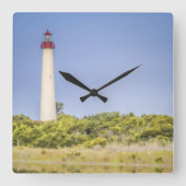 Cape May Lighthouse Clock Quadratische Wanduhr (Vorderseite)