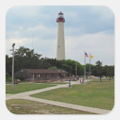 Cape May Lighthouse Quadratischer Aufkleber (Vorderseite)