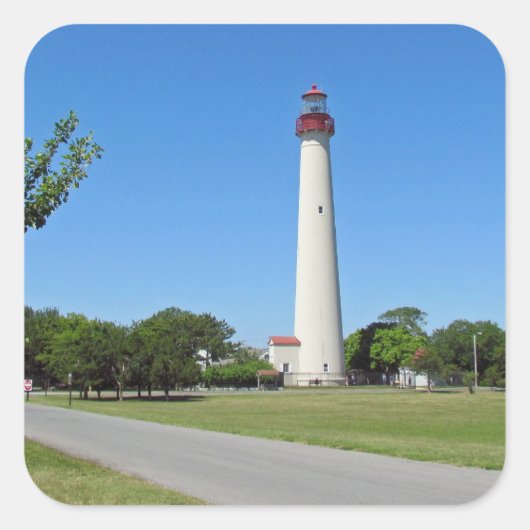 Cape May Lighthouse Quadratischer Aufkleber (Vorderseite)