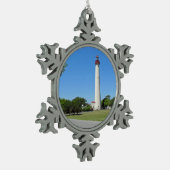 Cape May Lighthouse Schneeflocken Zinn-Ornament (Links)