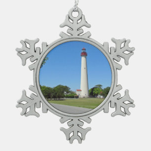 Cape May Lighthouse Schneeflocken Zinn-Ornament
