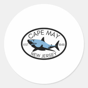 Cape May New Jersey Angeln Shark Fisch Strand Boot Runder Aufkleber