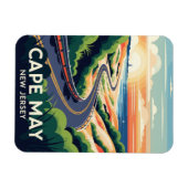 Cape May New Jersey Illustration Travel Postcard Magnet (Horizontal)