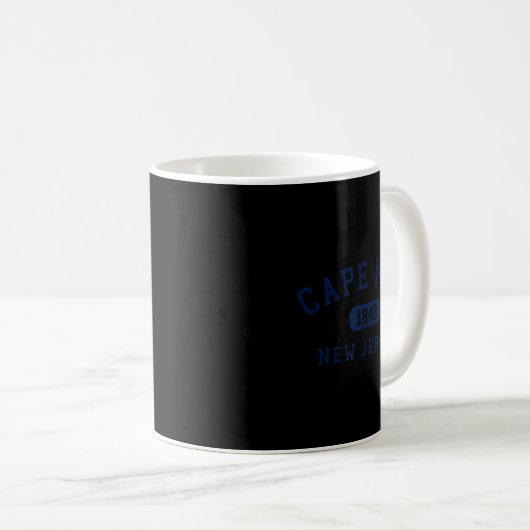 Cape May New Jersey Nj Varsity Arched Text Mens Wo Kaffeetasse (VorderseiteRechts)