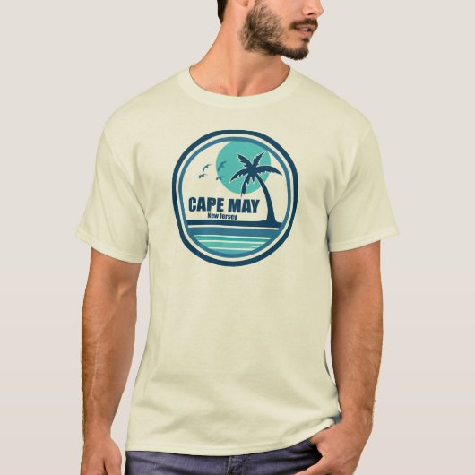 Cape May New Jersey Palm Tree Birds T-Shirt (Vorderseite)