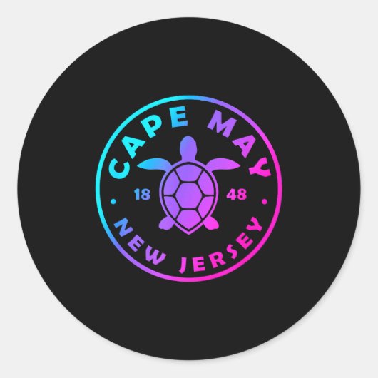 Cape May New Jersey Sea Turtle Tie Dye Vacation Runder Aufkleber (Vorderseite)