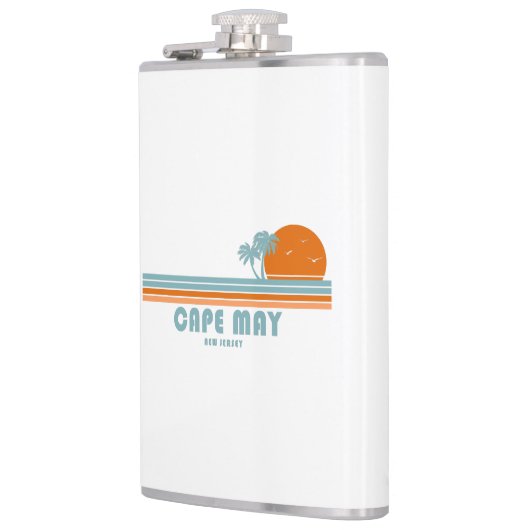 Cape May New Jersey Sun Palm Trees Flachmann (Links)