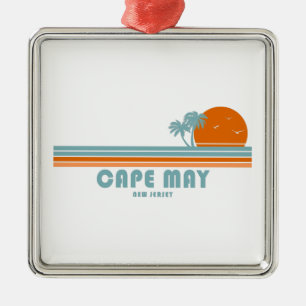 Cape May New Jersey Sun Palm Trees Ornament Aus Metall