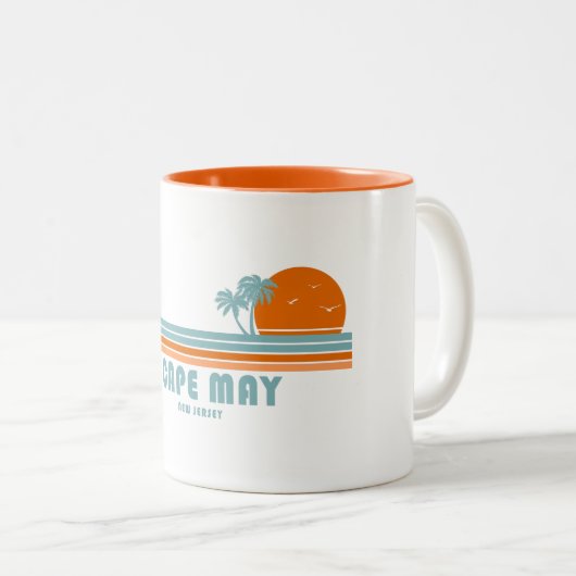 Cape May New Jersey Sun Palm Trees Zweifarbige Tasse (VorderseiteRechts)