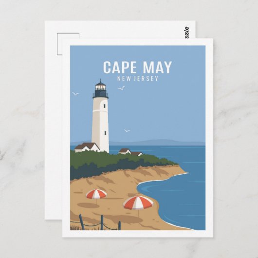 Cape May New Jersey USA Travel Place Illustration Postkarte (Vorne/Hinten)