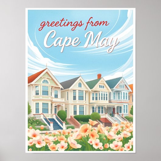 Cape May, New Jersey – viktorianische Häuser Poster (Vorne)